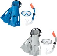 Šnorchlovací set - plutvy, okuliare, šnorchel (sivý/modrý)