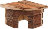 Domček Small Animals Rohový drevený s kôrou 16x16x11cm