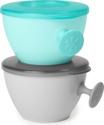 Misky s vrchnákom a držiakom Easy Grab Grey,Teal 2 x 240ml, 3m+