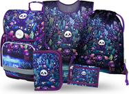 BAAGL SET 5 Ergo Jungle Panda: cartella, astuccio, sacchetto, grembiule, portafoglio