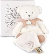 Doudou Darčeková sada Plyšový medvedík s dečkou 30 cm ružový
