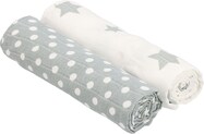 Látková tetra osuška New baby Softy 90 x 110 cm sivo-biela 2 ks