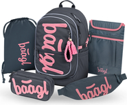 BAAGL SET 5 Core Logo rosa: Rucksack, Federmäppchen, Beutel, Gürteltasche, Laptop-Hülle GRS