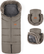 PETITE&amp;MARS Arctic 4v1 téli hálószák + Furry Mocha Mousse kocsira való kesztyű