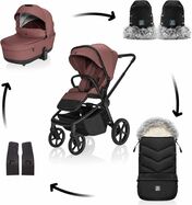 Set kolica Move Cross 5X + vreća Fluffy Combi + rukavice Fluffy 2, Amber Brown
