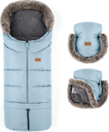 PETITE&amp;MARS Set zimný fusak Arctic 4v1 + rukavice na kočík Furry Sky Whisper