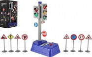 Ampel mit Kunststoffschildern 14x24cm, batteriebetrieben mit Licht und Ton 14x24,5x9cm