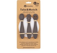 PETITE&amp;MARS Set 3 ks silikónových tréningových lyžičiek Take&amp;Match Bitter Cocoa 6m+