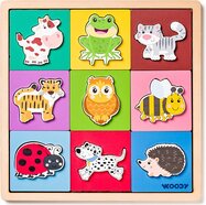 Puzzle so zvieratkami, tvary-farba
