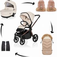 Set kolica Move Cross 5X + vreća Fluffy Combi + rukavice Fluffy 2, Quartz Beige