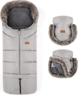PETITE&amp;MARS Set zimný fusak Arctic 4v1 + rukavice na kočík Furry Champagne Shower