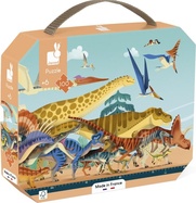 Janod Panoramatické puzzle v kufríku Dinosaury Dino 100 ks
