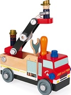 Janod Drevené auto a stavebnica Hasiči BricoKids