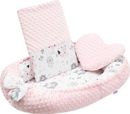 Luxusné hniezdočko s vankúšikom a perinkou New Baby z Minky ružové