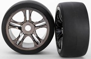 Traxxas колело, джанта Split-Spoke черен хром, гума slick S1 (2) (заден)