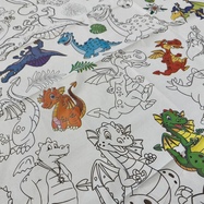 Vyfarbovací obrus s pastelkami - šťastný DINO