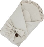 ЕКО Пелена памучна с кокосова подвижна вложка, панделка и воланче Light Beige