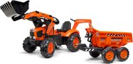 Falk šliapací traktor 2090W Kubota s prednou a zadnou lyžicou a prívesom