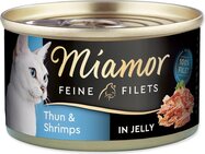 Konzerva Miamor Feine Filets Adult tuniak s krevetami v želé 100g