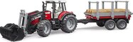 Bruder 02046 Massey Ferguson 7480 s čelným nakladačom a prepravníkom dreva