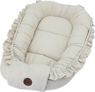 Cuib EKO pentru bebeluș din bumbac cu volănaș Light Beige 50x85cm
