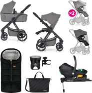 PETITE&amp;MARS Kombinált babakocsi ICON 2in1 Dove Grey XXL RWS + Core Pro i-Size Black Grey