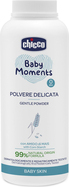 CHICCO Púder detský Baby Moments s kaolínom a kukuričným škrobom 99% prírodných zložiek, 1