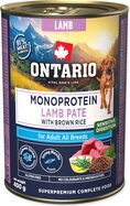 Konzerva Ontario Adult monoprotein jahňacie paté s hnedou ryžou 400g