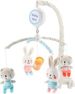 Elektronický kolotoč nad postieľku Baby Mix Medvedíky a králiky s melódiami
