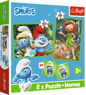 Trefl Puzzle + pexeso 2v1 Šmolkovia sa bavia