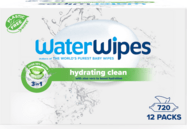 12x WATERWIPES Obrúsky vlhčené Hydrating clean bez obsahu plastov 60 ks ( 720 ks )