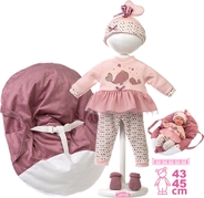 Llorens M740-14 oblečenie pre bábiku bábätko NEW BORN veľkosti 40-42 cm s nosítkom do ruky