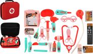 Set da dottore con accessori in tessuto/plastica in valigetta di stoffa