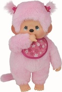 Monchhichi Mončiči Mädchen rosa mit Lätzchen 45cm