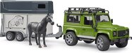 Bruder 02592 Land Rover Defender s prepravníkom na koňa a koníkom