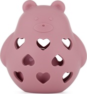 PETITE&amp;MARS Hračka silikónová s hrkálkou Bear Basil Dusty Rose 0m+