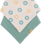 PETITE&amp;MARS Podbradník bandana Luke 2 ks  Beige Kiwis&amp;Misty Green 3m+