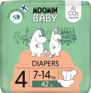Moomin Baby 4 Maxi 7–14 kg (42 ks), eko plienky