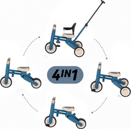 PETITE&amp;MARS Tricycle multifonction 4 en 1 Drift Ocean Blue