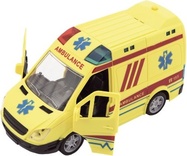 Auto ambulancia plast na zotrvačník na batérie so zvukom so svetlom