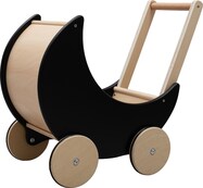 Drevený kočík, chodítko pre deti 2v1 Montessori Baby Mix čierny
