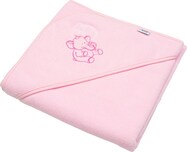 Detská froté osuška s výšivkou a kapuckou New Baby 80x80 ružová sloník