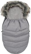 Kinderfußsack NEW BABY mit Fell hellgrau