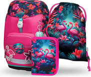 BAAGL SET 3 Airy Plus Fenicotteri: zaino, astuccio, sacca