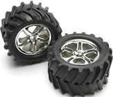 Traxxas kerékpár 3,8", tárcsa Split Spoke H14 ezüst, gumik Maxx Chevron (pár)
