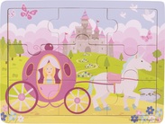 Bigjigs Toys Drevené puzzle princezná s kočiarom