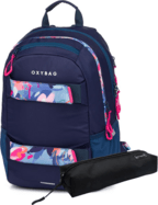 Študentský batoh + etue OXY Sport Flowers Blue