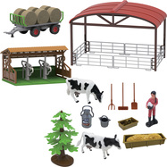FARM SERVICE - Hrací set farma s traktorom a valníkom na seno 16 ks so svetlami a zvukmi