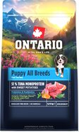Krmivo Ontario Puppy &amp; Junior All Breeds Monoprotein Tuna &amp; Sweet Potatoes 0,75kg