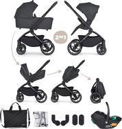 PETITE&amp;MARS Kočárek kombinovaný SCOUT 3v1 Anthracite Moon s Core Pro i-Size